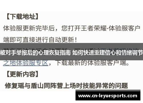 被对手举报后的心理恢复指南 如何快速重建信心和情绪调节